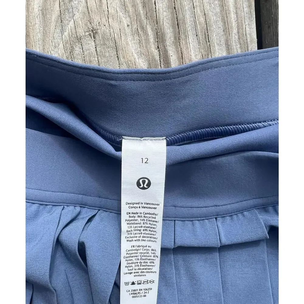 Lululemon High-Rise Pleated Tennis Skirt Oasis Blue Women’s Size 12 - Picture 9 of 12